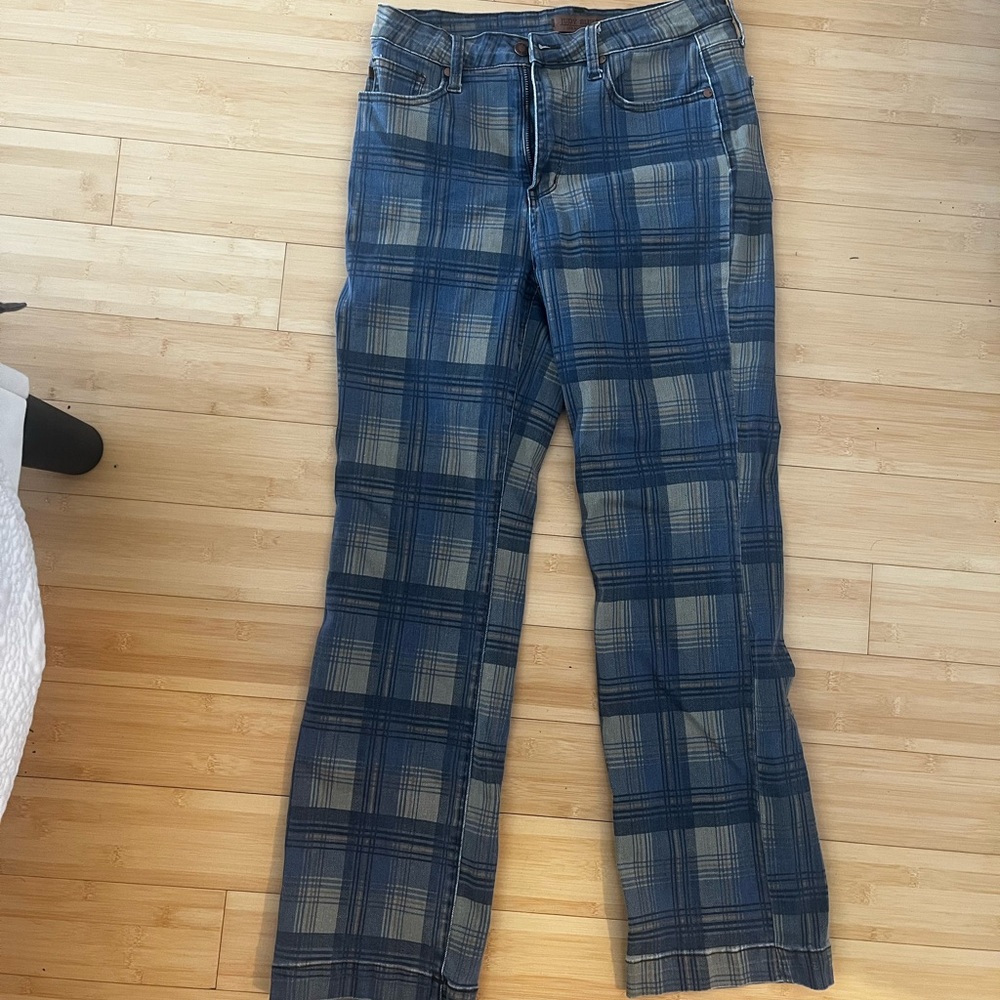 Judy Blue Plaid Jeans Size 11/30 Mid Rise Stretch Denim